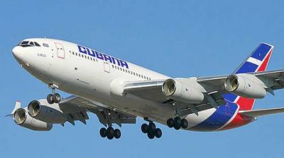 Cubana de Aviacin con perspectiva de vuelo Buenos Aires - Santa Clara.